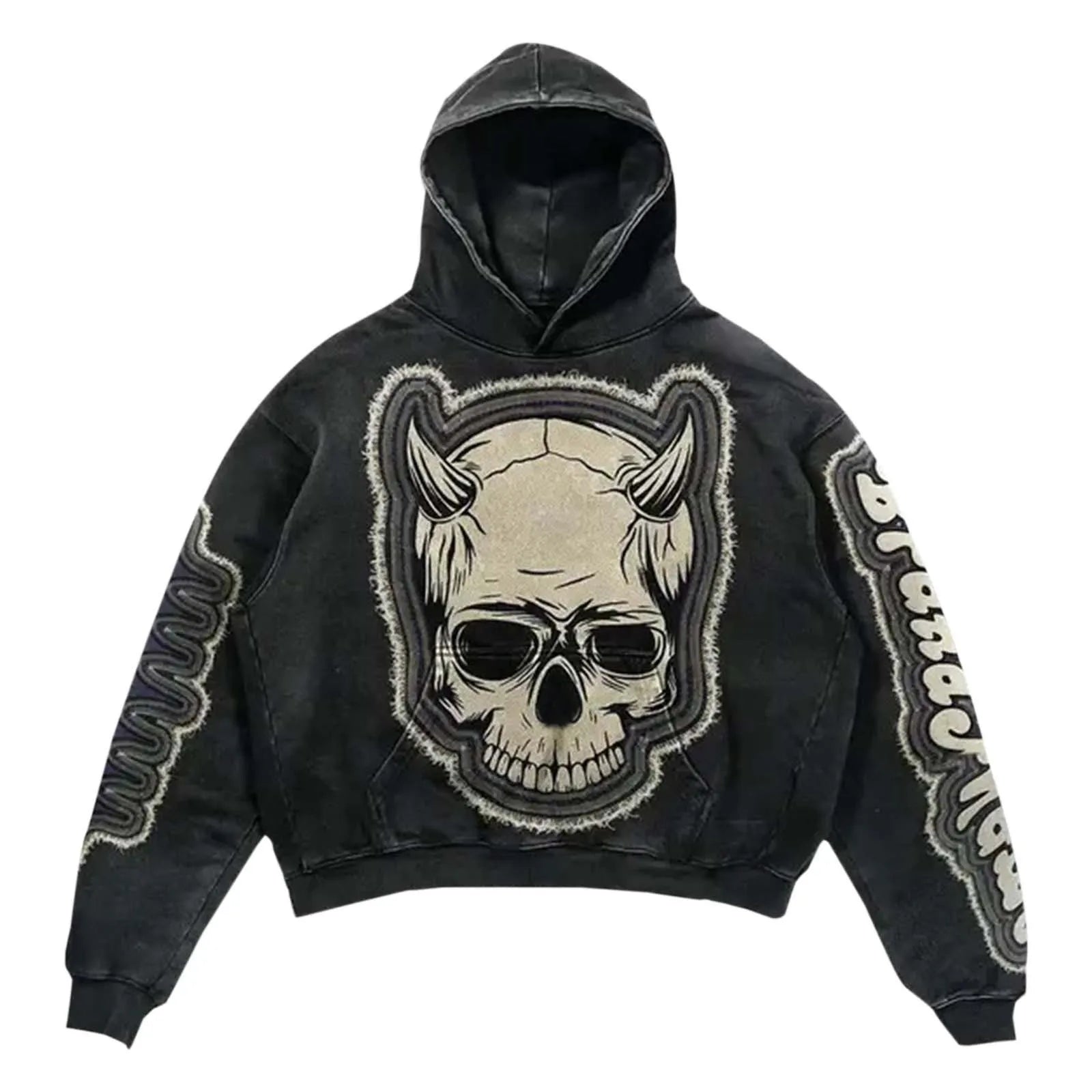 FOESCE Winter Casual Oversize Hooded Sweatshirt Wicked Movie Gothic Vintage Y2k Jacket Tracksuit Print Fleece Hoodie Woman Clothing Top