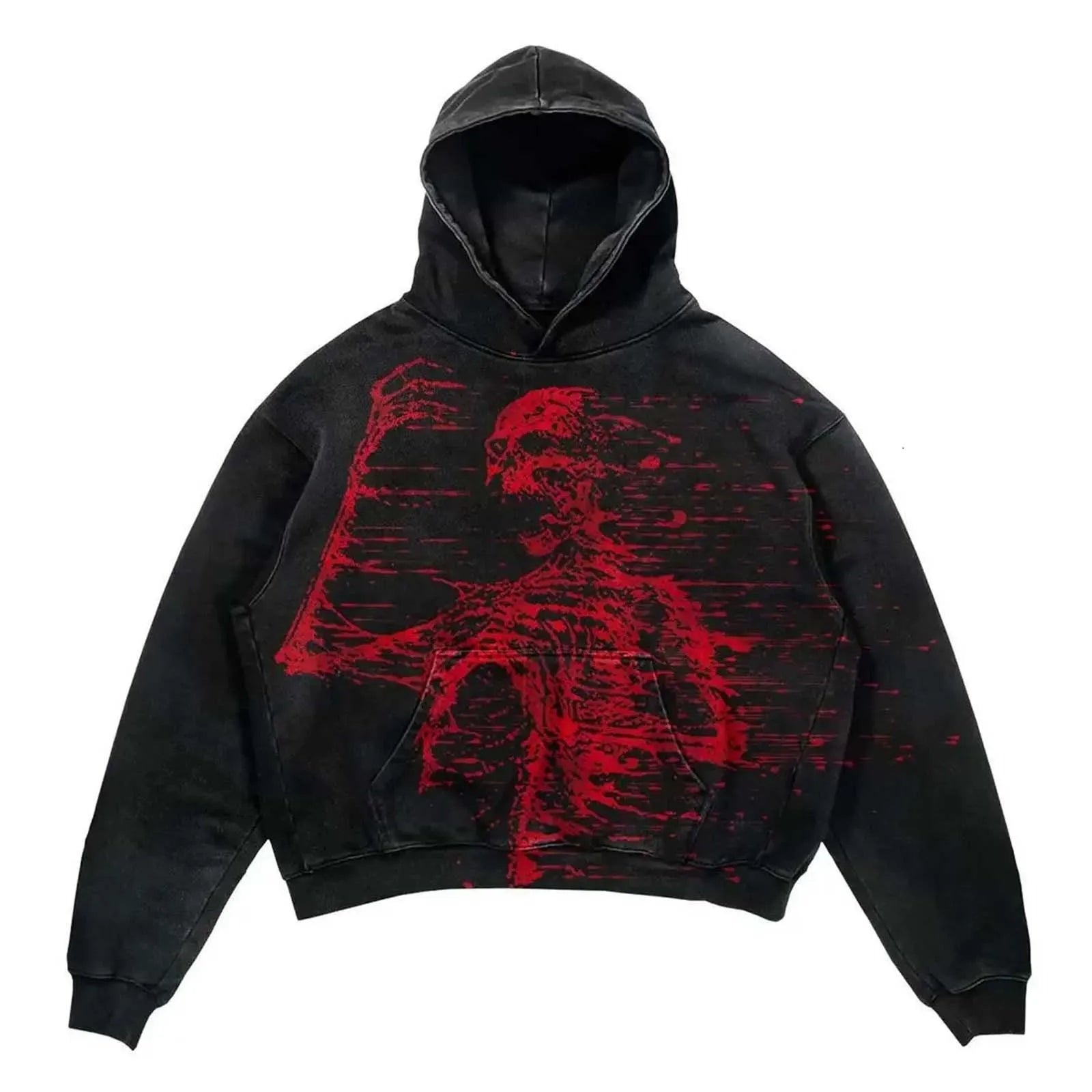 FOESCE Winter Casual Oversize Hooded Sweatshirt Wicked Movie Gothic Vintage Y2k Jacket Tracksuit Print Fleece Hoodie Woman Clothing Top