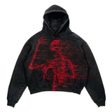 FOESCE Winter Casual Oversize Hooded Sweatshirt Wicked Movie Gothic Vintage Y2k Jacket Tracksuit Print Fleece Hoodie Woman Clothing Top