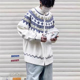 FOESCE Winter Fair Isle Design Christmas Cardigan For Men Y2K Vintage Knitted Zipper Sweaters 2025 New Women Jacquard Jumpers Jackets