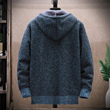 FOESCE Winter Fleece Sweatercoat Men Thick Warm Hooded Kintted Mens Sweater Cardigan Solid Casual Knitting Jacket Coat Male Clothing