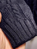 FOESCE Winter Mens Sweater Pullover Sueter Masculino Slim Fit Knitted Sweaters Long Sleeve Black Jacquard Weave Jumper Sweater Tops