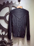 FOESCE Winter Mens Sweater Pullover Sueter Masculino Slim Fit Knitted Sweaters Long Sleeve Black Jacquard Weave Jumper Sweater Tops