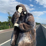FOESCE Winter New Fashion Tie-dyed Lamb Cotton-padded Jacket Thickened Cotton-padded Jacket Men Y2K Harajuku Pop Oversize Hooded Coat