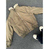 FOESCE Winter New Warm Plush Jacket Y2K Retro Solid Color Cotton Coat Men Street Hip Hop Harajuku Cleanfit Loose Stand-up Collar Jacket