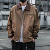 FOESCE Winter New Workwear Denim Jacket Retro Men's and Women's Lapel Loose Trendy Casual Y2k Denim Jacket Top Denim Jacket Men