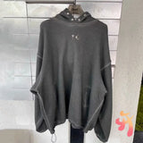 FOESCE Winter Thug Club Hoodies High Quality Mid Metal Star Moon Logo Rivet Breasted Hooded Sweatshirts Street Loose Men Women TC Hoody