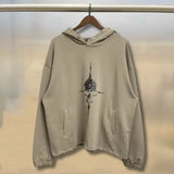 FOESCE Winter Thug Club Hoodies High Quality Mid Metal Star Moon Logo Rivet Breasted Hooded Sweatshirts Street Loose Men Women TC Hoody