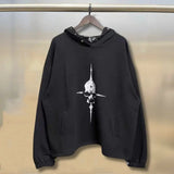 FOESCE Winter Thug Club Hoodies High Quality Mid Metal Star Moon Logo Rivet Breasted Hooded Sweatshirts Street Loose Men Women TC Hoody