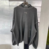 FOESCE Winter Thug Club Hoodies High Quality Mid Metal Star Moon Logo Rivet Breasted Hooded Sweatshirts Street Loose Men Women TC Hoody