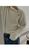 FOESCE Winter men's lazy sweater High quality acrylic fabric Korean version of niche design sense of semi-turtleneck sweater size 2XL