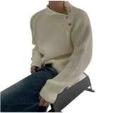 FOESCE Winter men's lazy sweater High quality acrylic fabric Korean version of niche design sense of semi-turtleneck sweater size 2XL