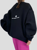 FOESCE Women Fashionable Retro Grey Sweatshirts Autumn Winter Loose Casual Hoodie Round Neck Oversize Pullovers Tops