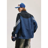 FOESCE Women Splice Denim Jacket Men Streetwear Loose Casual Vintage Denim Jeans Jacket City Boy Gril Coat Outerwear Couple Clothing