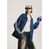 FOESCE Women Splice Denim Jacket Men Streetwear Loose Casual Vintage Denim Jeans Jacket City Boy Gril Coat Outerwear Couple Clothing