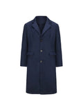 FOESCE Wool Trench Coat Men Classic Turn-down Collar Wool Blends Button Jackets Casual Slim Long Windbreaker Autumn Winter Outwears