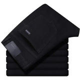 FOESCE Wthinlee New Business Men's Jeans Casual Straight Stretch Fashion Classic Blue Black Work Denim Trousers Male Brand Clothing