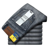 FOESCE Wthinlee New Business Men's Jeans Casual Straight Stretch Fashion Classic Blue Black Work Denim Trousers Male Brand Clothing