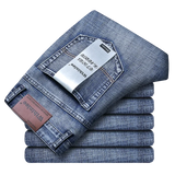 FOESCE Wthinlee New Business Men's Jeans Casual Straight Stretch Fashion Classic Blue Black Work Denim Trousers Male Brand Clothing