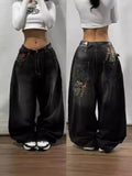 Foesce  Y2K American New Fashion Stitching Multi-pocket Heavy Washing Baggy Jeans Men Streetwear Vintage Rock Pop High Waist Trousers