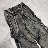 Foesce  Y2K American New Fashion Stitching Multi-pocket Heavy Washing Baggy Jeans Men Streetwear Vintage Rock Pop High Waist Trousers