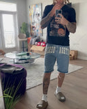 FOESCE Y2K American Street Embroidery High Waist Washed Oversized Denim Shorts Harajuku Retro Trendy Brand Jeans Men Goth Punk Shorts
