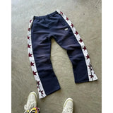 FOESCE Y2K Baggy Pants Men Clothing Harajuku camouflage double Embroidered waist vintage Streetwear sports High waisted Wide Leg Pants
