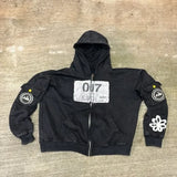 FOESCE Y2K Fashion Hip Hop Gray Stitching Embroidered Hooded Sweater Loose Casual Hooded Sweatshirt Gothic Street Retro Women Clothing