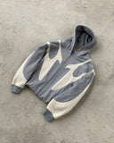 FOESCE Y2K Fashion Hip Hop Gray Stitching Embroidered Hooded Sweater Loose Casual Hooded Sweatshirt Gothic Street Retro Women Clothing