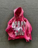 FOESCE Y2K Fashion Hip Hop Gray Stitching Embroidered Hooded Sweater Loose Casual Hooded Sweatshirt Gothic Street Retro Women Clothing