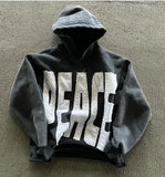 FOESCE Y2K Fashion Hip Hop Gray Stitching Embroidered Hooded Sweater Loose Casual Hooded Sweatshirt Gothic Street Retro Women Clothing