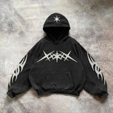 FOESCE Y2K Gothic Retro Harajuku Embroidered Letters Super Dalian Hoodies for Men and Women American Hip-hop New Trend Sports Hoodies