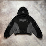 FOESCE Y2K Gothic Retro Harajuku Embroidered Letters Super Dalian Hoodies for Men and Women American Hip-hop New Trend Sports Hoodies