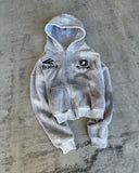 FOESCE Y2K Harajuku High Street Trendy Brand Sportswear Suit Punk Retro Embroidered Zipper Hoodie Men Hip-hop Casual Loose Sweatshirt