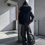 FOESCE Y2K Hoodies Casual Plush Hooded Men And Women Comfortable Thickened Cardigan Coat Tops American Fashion Versatile Jacket Zip Up