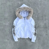 FOESCE Y2K Hoodies Casual Plush Hooded Men And Women Comfortable Thickened Cardigan Coat Tops American Fashion Versatile Jacket Zip Up