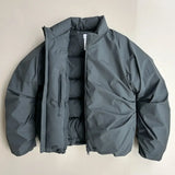 FOESCE Y2K Korean Autumn and Winter New Men's Warm Double Zipper Pocket Cotton-Padded Jacket Harajuku Simple Casual Joker Couple Coat
