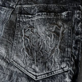 FOESCE Y2K Phantom Jeans High Street Spider Embroidered Patch Hip Hop Streetwear Gothic Retro Oversized Baggy Fit Unisex Mopping Pants