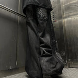 FOESCE Y2K Phantom Jeans High Street Spider Embroidered Patch Hip Hop Streetwear Gothic Retro Oversized Baggy Fit Unisex Mopping Pants
