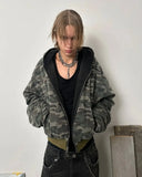 FOESCE Y2K Retro Camouflage Reversible Jackets Warm Jacket for Women and Men Street Coats Clothes Harajuku Hip-Hop Casual Street Wear