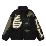 FOESCE Y2K Retro Spliced Embroidered Cotton Coat Winter Warm American Loose 2025 Stand Collar Contrast Color Men's Top