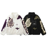 FOESCE Y2K Retro Spliced Embroidered Cotton Coat Winter Warm American Loose 2025 Stand Collar Contrast Color Men's Top