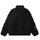 FOESCE Y2K Retro Spliced Embroidered Cotton Coat Winter Warm American Loose 2025 Stand Collar Contrast Color Men's Top