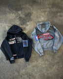 FOESCE Y2K Street Fashion Hoodie Applique Retro Personality Pattern Print Hoodie Jacket Punk Hip Hop Harajuku Loose Zipper Hooded Tops