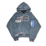 FOESCE Y2K Street Fashion Hoodie Applique Retro Personality Pattern Print Hoodie Jacket Punk Hip Hop Harajuku Loose Zipper Hooded Tops