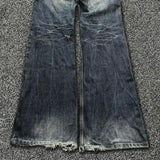 FOESCE Y2K Washed Jeans Gothic Vintage Flanged Embroidery Logo Trend Men Women Streetwear American High Street Simplicity Flare Jeans