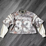 FOESCE Y2K Women T Shirt  Sports Shirt Male Gothic Oversize Camouflage Leaf pattern Long Sleeves T Shirt Hip Hop Sweatshirt Streetwear