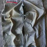 FOESCE Y2K baggy jean gothic punk Harajuku ripped wide leg pants retro straight leg double waist men street hip hop letter printed jean