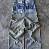 FOESCE Y2K baggy jean gothic punk Harajuku ripped wide leg pants retro straight leg double waist men street hip hop letter printed jean