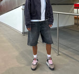 FOESCE Y2k Black Punk Washed Baggy Work Shorts Men Women Fashion Hip Hop Ripped Hole Denim Shorts Vintage Raw Edge Jorts Streetwear